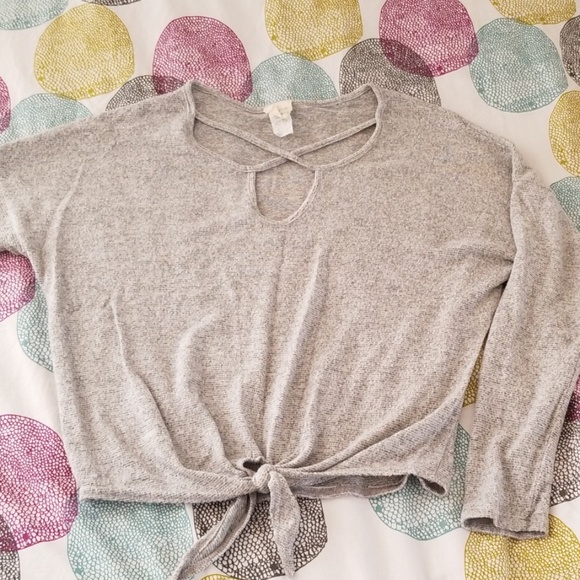 Gray Tie Up Medium Top - Picture 1 of 4
